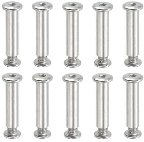 PATIKIL Sechskantschrauben Chicago, 10er-Set Bindungsschrauben M8 x 40 mm Verbindung Sechskant-Antrieb Steckkappenbolzen Muttern für Scrapbook Leder Gürtel Foto Möbelreparatur, Silber
