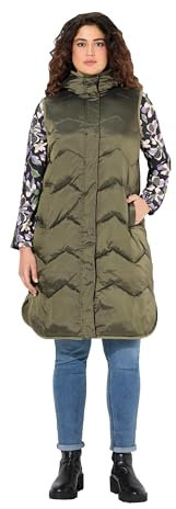 Ulla Popken Womenswear Plus Size Curvy HYPRAR Diamond Quilted Vest bottle green 50+ 833756434-50+
