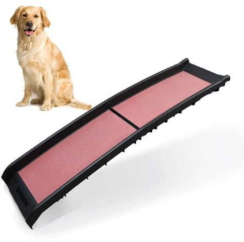 DIVCHI Pet Ramp Anti Slip Dog Ramps Lightweight & Portable Plastic Dog Car Ramps Foldable Pets Ramp (Red)