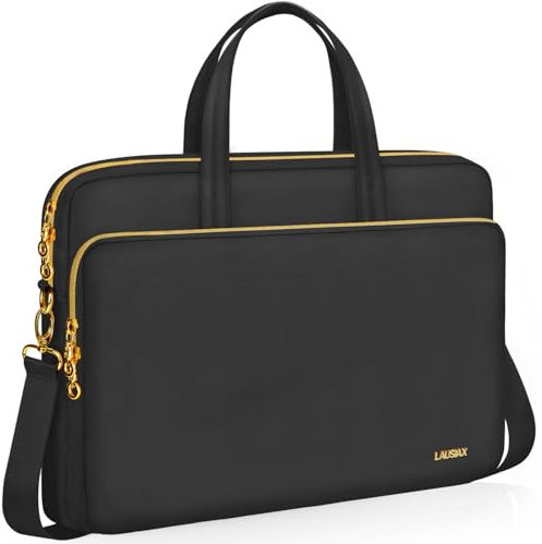 Lausiax Laptop Bag Case 17 17.3 inch for Women Men Computer Briefcase Compatible with Dell XPS Inspiron, HP Pavilion Omen, LG Gram, Lenovo, ASUS, Acer, Messenger Shoulder Bag with Strap Handle, Black