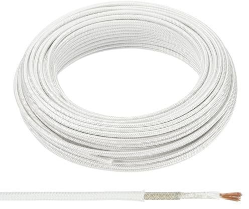 PATIKIL 32.8Ft 7 AWG High Temperature Wire, -60-350 Degrees Celsius Mica Glass Fiber Electronic Wire Insulated Heat Resistant Electronical Flexible Cable for Lamp Boiler Heater, White