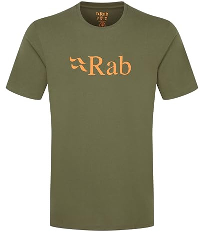 Rab Men’s Stance Logo Tee - Breathable Organic Cotton T-Shirt for Trekking, Climbing, & Casual Use - Army - Medium