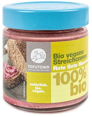 TofuTown Bio Veganer Brotaufstrich Streichcreme Rote Beete Meerrettich – 6x180g Vorratspack, 100% Bio, Made in Germany, Ohne Künstliche Zusatzstoffe, Ungekühlt haltbar, Vegane Aufstriche