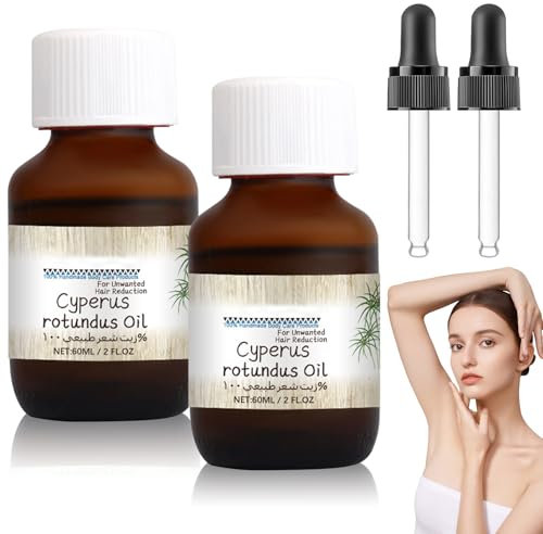 2 Pezzi Cyperus Rotundus Oil, 100% Pure Olio Naturale di Cyperus Rotundus per la Depilazione, Cyperus Oil For Hair Removal, Olio di Cipero Ridurre la Crescita dei Peli del Corpo, Idratante e lenitivo