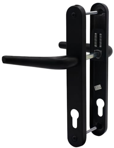 uPVC Door Handle 92mm PZ Sprung Pair for PVC and Composite Doors Black 210mm Fixing Centres
