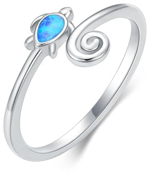 Flpruy Zehenring für Frauen 925 Silber Einstellbare Schildkröte Opal Welle Zehenringe für Sommer Strand Offene Schildkröte Fußschmuck für Damen Mutter Frau Freunde