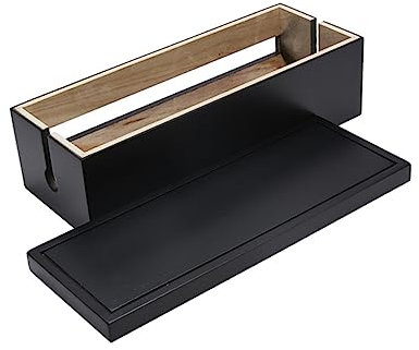 DOITOOL Caja De Almacenamiento De Cables De Madera Para Oficina y Hogar Organizador De Enchufes y Cables Color Negro