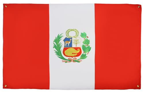 AZ FLAG Bandera Perú 150x90 cm con 4 ojales, bandera peruana para balcón o pared