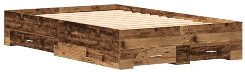 vidaXL Bett mit Schubladen Altholz 120x200 cm aus Holzwerkstoff