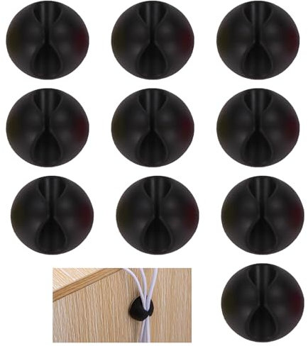 10 Pcs Cable Holder,Self Adhesive Cable Clips Black Cables Tidy Desk Management Desktop Cord Holders Car Wire Organiser Clip Sticky Organizer Plastic Small Sorter,for Wall Table Audio Mobile Charging