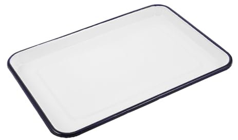 Luxshiny Bandeja Para Hornear Esmaltada Oblonga Vintage Bandeja Para Pasta y Horno Para Servir Pasteles Galletas y Ensaladas Cocina o Camping