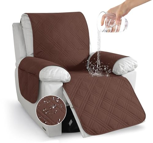 YuLiMirich Sesselschoner für Relaxsessel Relaxsofa, 1 Sitzer Fernsehsessel Armlehne Sesselauflage, Sesselschoner mit Taschen, Wasserdicht rutschfest Möbelschutz für Sofa, Stuhl