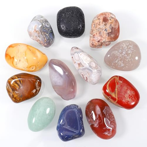 Huiguli Pietre e Cristalli Naturali, Set di 12 Pezzi per Cristalloterapia e Meditazione, Pietre Grezze Curative per Decorazione e Chakra (3-5 cm, 300 g)