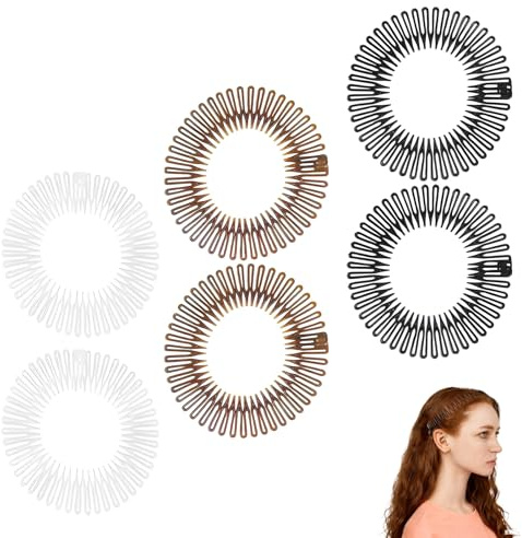 Comb Headband, 6 Pcs Flexible Zig Zag Hairband Stretch Hair Comb Band, Non-Slip Elastic Bands in 3 Colors, 90s Zig Zag Style Hair Accessories for Women and Girls