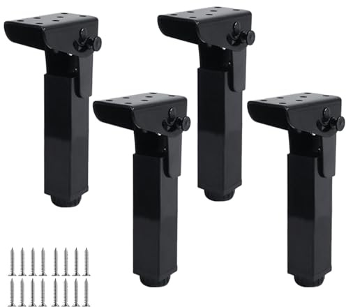 DJCYGG 4 Stück Klapptischbeine,Verstellbare Möbelfüße Metall Klappbar Stützbein Ersatzfüsse für Schreibtisch Esstisch,Couchtisch,Betttisch,Campingtisch,mit Schrauben,Schwarz (30cm)