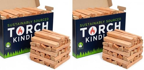 Torch Kindling - Accendifuoco naturale essiccato in forno per stufa a legna a fuoco aperto barbecue forno pizza camino camino barbecue braciere – 2,5 kg bastoncini di legna da ardere per accendere