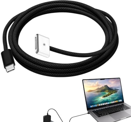1Pc 2M USB C to Magnetic 3 Cable, Macbook Charger Cable 140W Fast Charging | Strong Magnet, Magnetic Charging Cord For MacBook,Compatible with MacBook Air 13/15 Inch, MacBook Pro 14/16 Inch