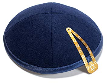 JL Kippha's EBeinante Leinen Marine-Blau Kippah Yarmulke jüdischen Yamaka Kippa Israel Cap Judaica mit Clip