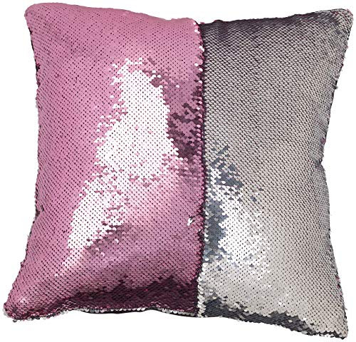 Wilson Gabor Wendepailletten Kissen: Deko-Pailletten-Kissenbezug aus Velours, pink & silbern, 40 x 40 cm (Pailletten Kissen, Kissenhülle, Geburtstag)