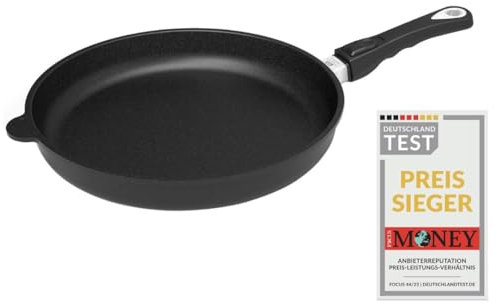AMT Gastroguss Bratpfanne 32 cm Ø, 5 cm hoch, abnehmbarer Stiel, nicht induktionsgeeignet, Lotan® Antihaft-Veredelung, Gusspfanne (Aluguss), AMZN-532-Z20B
