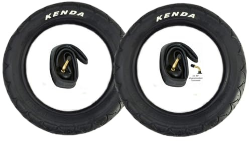 CBK-MS 2x 12 Reifen 12.1/2 x1.75 x 2.1/4 = 47-203 + 2x Schlauch mit 45° Winkel Autoventil für Kinderwagen usw