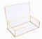 Utopz Boîte à bijoux en verre doré pour décoration d'intérieur, organiseur de bijoux vintage en verre, accent décoratif, laiton et verre transparent, 20,3 x 11,4 x 6 cm