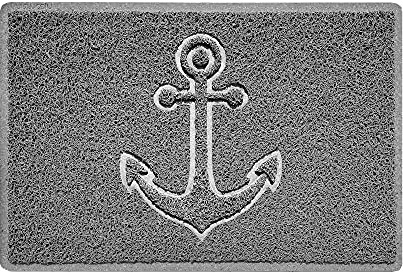 Nicoman Anchor Embossed Shape Door Mat Dirt-Trapper Jet-Washable Doormat-(Use Outdoor ONLY)- (60x40cm/23.6x15.7inches, Small) Grey