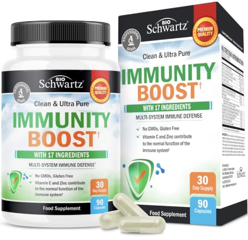 BioSchwartz Immune Support Supplement - Vitamin C with Zinc Elderberry Extract Ginger Bee Propolis Beta Carotenes, Immunity Boost for Adults, Immune Defense Antioxidant Vitamins, 90 Capsules