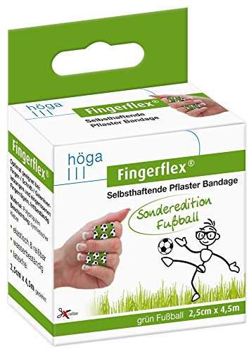 Fingerflex grün Fußball Sonderedition 2.5cm x 4.5m gedehnt selbsthaftende Pflaster Bandage elastisch & reißfest wasserbeständig latexfrei, 23 g, 1 Stück (1er Pack)