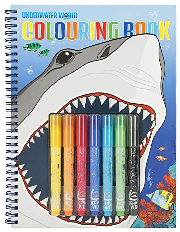Depesche 7300 Dino World - Malbuch mit 7 Fasermalern, Ausmal-Buch im coolen Underwater Design mit vielen Meeresbewohnern zum Ausmalen, ca. 27 x 20,6 x 2,5 cm