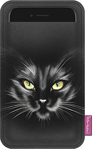 Bertoni Handytasche aus Filz kompatibel mit iPhone 12/12 Pro/11/11 Pro/X/XR/XS, Galaxy S21/S20/S10/S9/S8/A40, P30, P20 Phone Cover Boho Design Handyhülle Smartphone-Tasche (Nero)