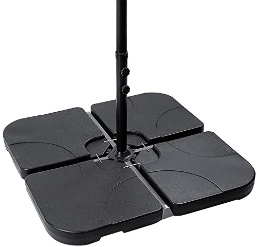 Ribelli 4-tlg Sonnen-Schirmständer Platten 50x50 cm 60L / 100kg Schirmgewicht Kunststoff befüllbar mit Wasser/Sand inkl. Metallverbinder Ampelschirmständer Schwarz 500488