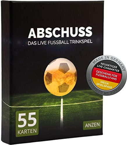 ANZEN ABSCHUSS - Das Live Fussball Trinkspiel | Kartenspiel | passend zu Bundesliga bis Kreisliga Spielen + Champions League + EM-WM im TV | Fanartikel | Geschenk für Männer | Geschenke Fußballfan