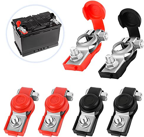 Morsetti Della Batteria Connettori 6 Pezzi Morsetti per Terminali Batteria in Rame a Sgancio Rapido Morsetti Con Connettori per Terminali Batteria Auto Positivo e Negativo per Auto, Nero Rosso