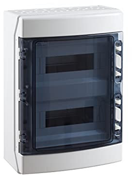 Huber Elektronikbedarf GmbH Sicherungskasten Aufputz IP65 Feuchtraum Verteiler 2-reihig 24 Module Kleinverteiler Installation im Außenbereich