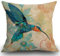 Smooffly Kissenbezug mit Vogelmotiv, Blau, Orange, Kolibri, Blaugrün, Aquamarin, Blumen, Baumwollleinen, 45 x 45 cm, quadratisch, dekorativer Kissenbezug für Sofa und Bett, 45 x 45 cm