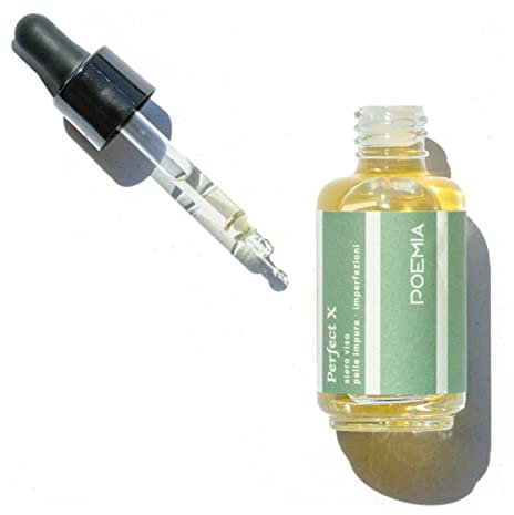 Poemia Siero Acne Viso Brufoli e Pori Dilatati Bio Vegano con Acido Mandelico Niacinamide Tea Tree Oil per Pelle Mista e Grassa Made In Italy 30 ml