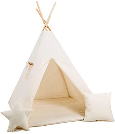 Rainbow Kids Tipi Zelt für Kinder | Baumwollsegeltuch Tippi Kinderzelt, Mehrere Muster und Farben mit und ohne Spielzubehör für Outdoor- und Indoor-Kinderspaß (Milchstraße, mit Zubehör (klein))