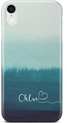 iCaseDesigner Personalised Painting Watercolour Name with Heart Phone Case Compatible with iPhone XR. 10. Deep Sea Turquiose