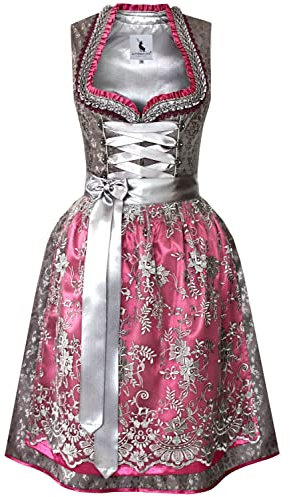 Alpenmärchen Midi Dirndl aus Exklusiver Kollektion inkl. Spitzenschürze Gr.36 - ALM906