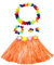 duoyif Hawaii Hula Rock Mit Blumenkette, Hawaiian Gras Hula Rock, Hawaii Outfit Grasröcke Hula Kostüm Für Karneval Neujahr Ostern Hawaii Strandpartys Sommerfest Cheerleading 40cm (Orange)