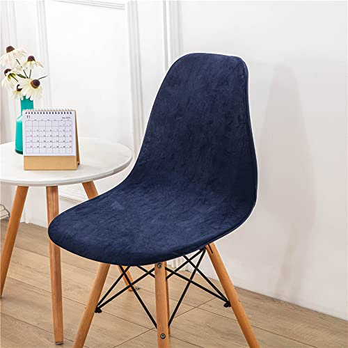 Highdi Samt Schalenstuhl Bezug, Einfarbig Stuhlbezug 2/4/6 er Set Stuhlbezüge Stretch Esszimmerstühle Bezug Moderne Elastischer Stuhlhussen Abnehmbar Waschbar Küchenstühle Husse (Navy blau,6 PCS)