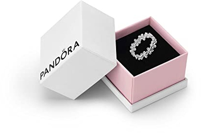 PANDORA Moments Women's Sterling Silver Daisy Ring | Sterling Silver Daisy Ring, Cubic Zirconia Flower Chain Design, Hand-Finished 925 Silver, Stack or Wear Alone