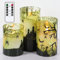 Eldnacele Halloween grün Glas flammenlose Kerzen mit Fernbedienung Timer, batteriebetriebene Halloween LED Kerzen flackernd für Heimdekoration Geschenk 3er Set(Spinnennetz Geist Burg)