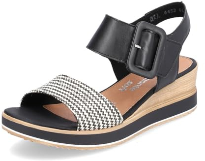 Remonte D6453-01 | Black | Women's Wedge Sandals with Contrasting Print EU 37 Black