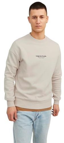 JACK & JONES Herren Rundhals Pullover JORVESTERBRO - Relaxed Fit S M L XL XXL, Größe:M, Farbe:Moonbeam 12241694