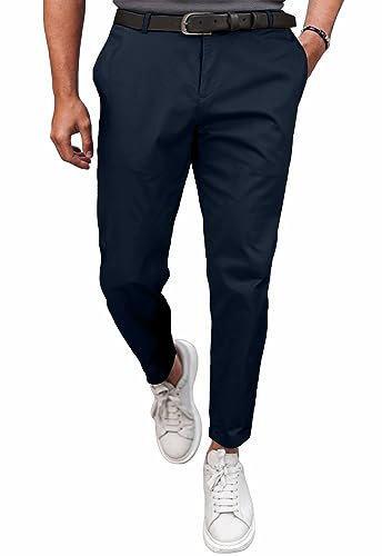 Meilicloth Herren Chino Hose Anzughose Herren Chinohose Stretchhose Herren Baumwolle Sporthose Casual Freizeithose mit Enger Passform Blau 34