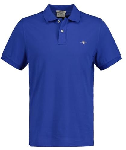GANT Herren REG Shield SS Pique Polo, Rich Blue, Small