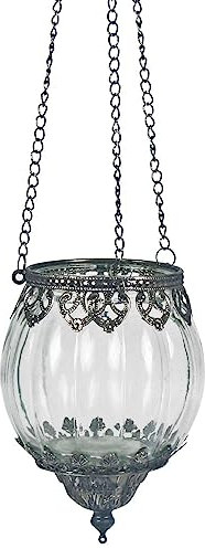 Glass Hanging Ribbed Tea Light Candle Holder Moroccan Lantern Home Decor Metal