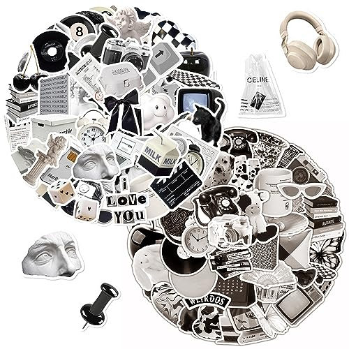 121 Schwarz-Weiße Aufkleber, Retro-Aufkleber, Modisches Cooles Aufkleber-Set, Wasserfeste Graffiti-Aufkleber, Kleine Aufkleber Für Teenager, Für Laptop, Gepäck, Gitarre, Scrapbooking